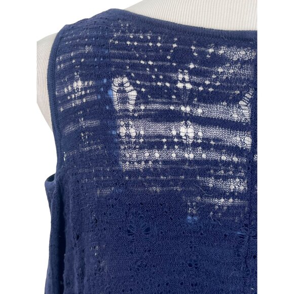 Free People Navy Blue Embroidered Bell Sleeve Cold Shoulder Tunic Mini Dress - Picture 9 of 15